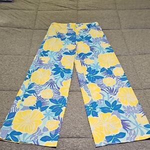Lily Pulitzer Size 2 Floral Wide-Leg Pants